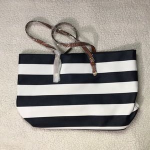 Navy and White Tote Bag